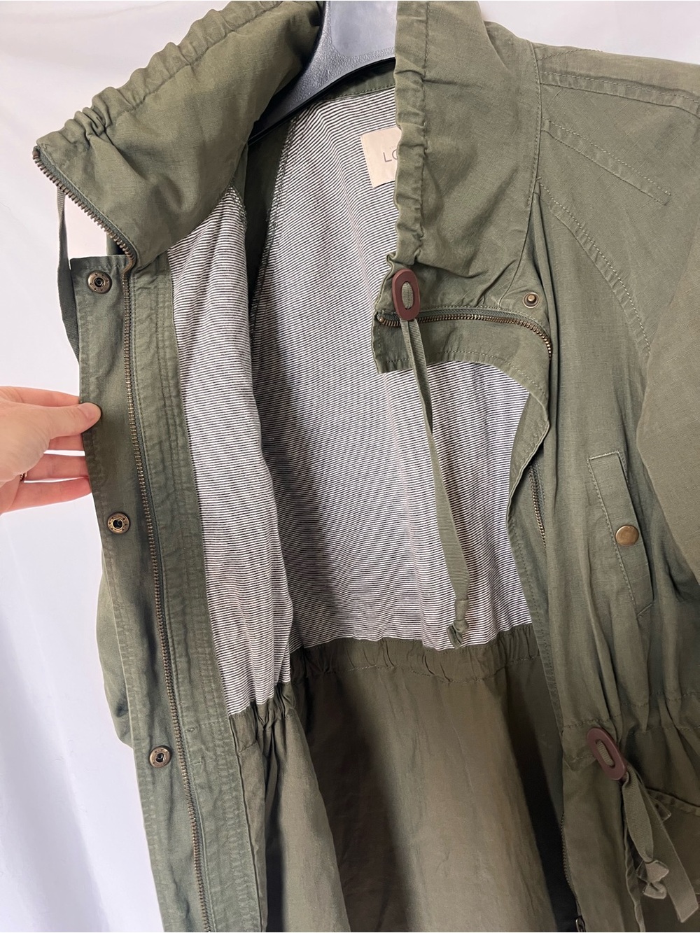 LOFT Olive Utility Jacket with Drawstring Waist - Picture 6 of 9